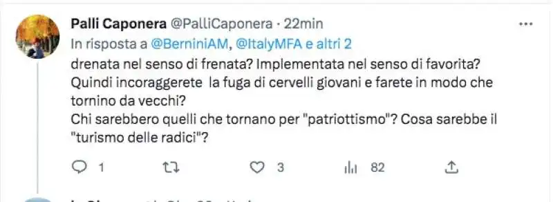 commento al tweet di anna maria bernini sui cervelli in fuga 