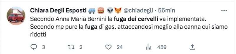 commento al tweet di anna maria bernini sui cervelli in fuga