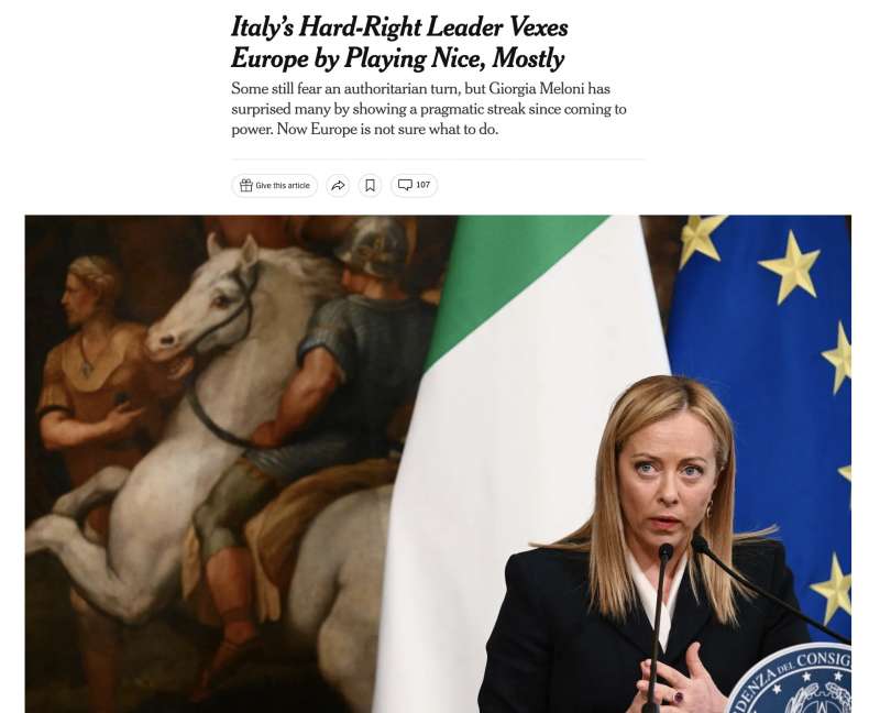 EDITORIALE DEL NYT SU GIORGIA MELONI