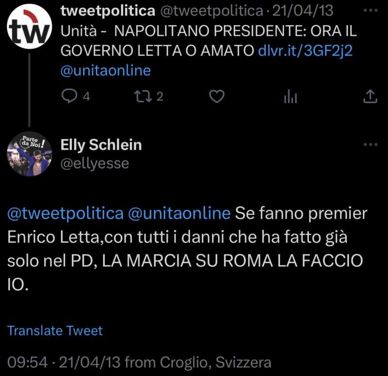 ELLY SCHLEIN CONTRO ENRICO LETTA NEL 2013