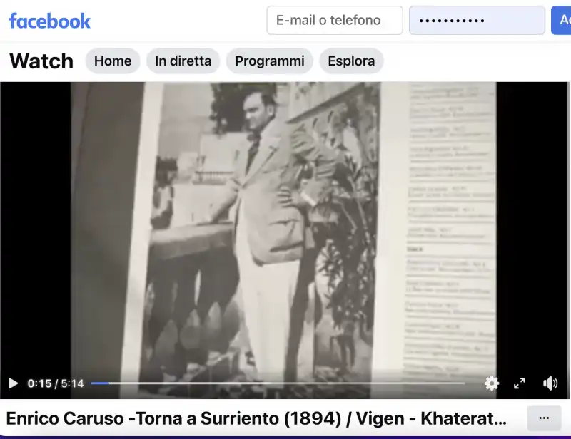  enrico caruso torna a surriento su facebook