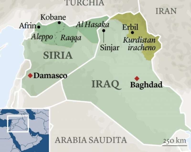 Esatta cartina Siria e Iraq