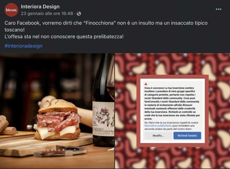 FACEBOOK CENSURA LA FINOCCHIONA