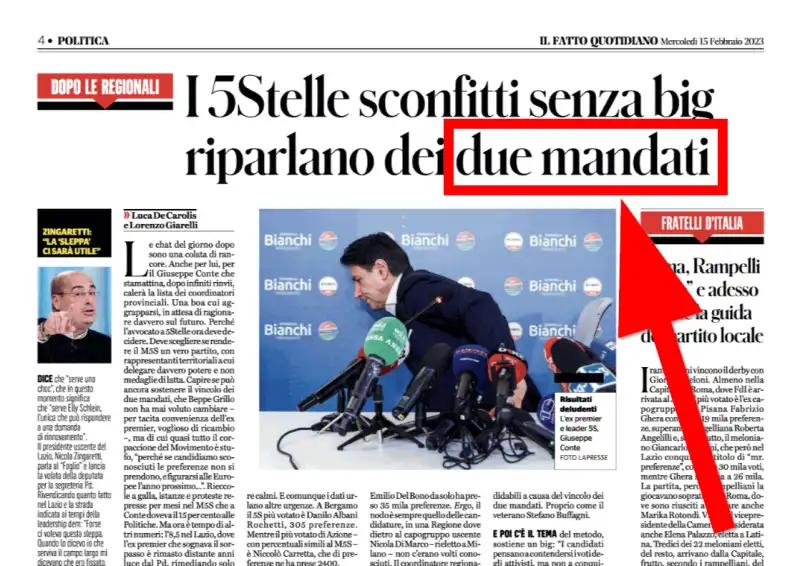 Fatto Quotidiano, due mandati a pagina 4