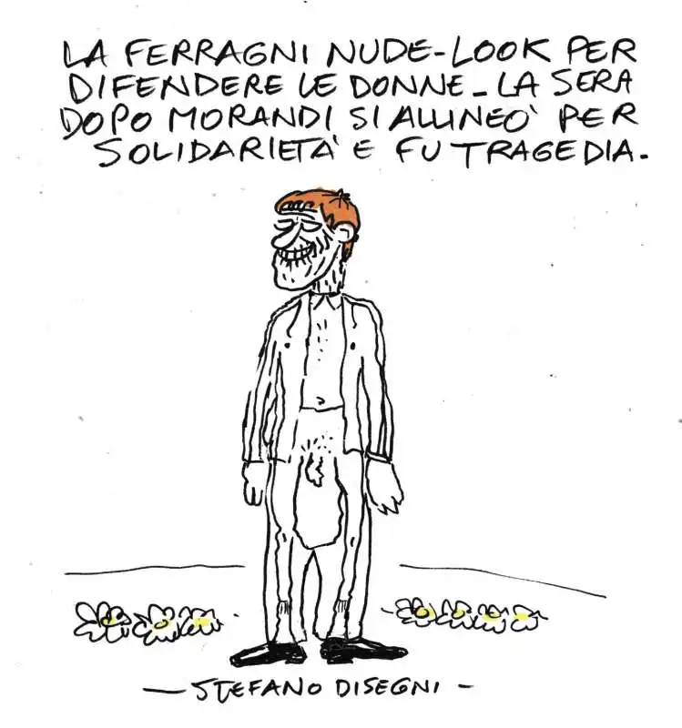 IL NUDE LOOK DI CHIARA FERRAGNI E GIANNI MORANDI VIGNETTA BY STEFANO DISEGNI