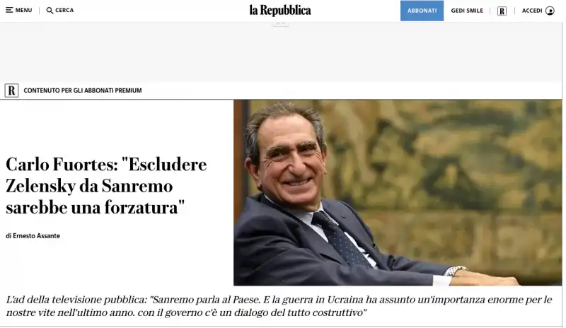 INTERVISTA FUORTES SUL SITO DI REPUBBLICA