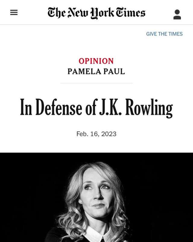 L'EDITORIALE DEL NEW YORK TIMES IN DIFESA DI JK ROWLING