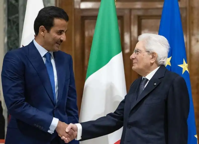 l emiro del qatar tamim bin hamad al thani con sergio mattarella a roma 