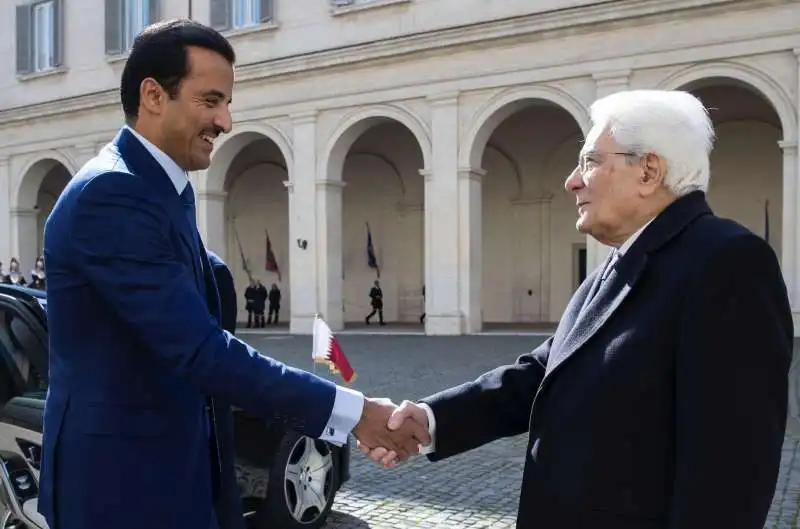 l emiro del qatar tamim bin hamad al thani con sergio mattarella a roma