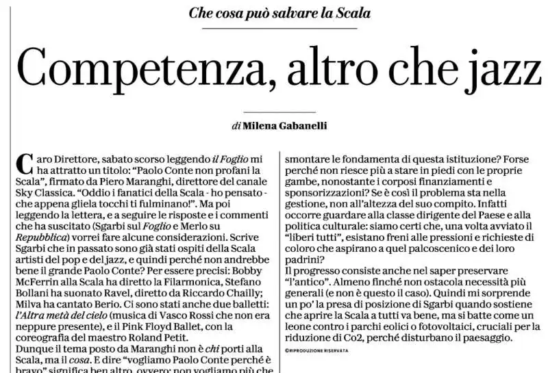 LA LETTERA DI MILENA GABANELLI SUL CASO SCALA PUBBLICATA DA REPUBBLICA 