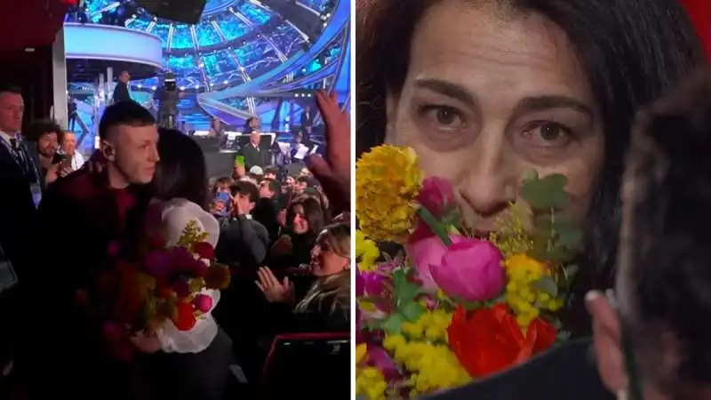 lazza porta i fiori alla mamma   terza serata sanremo 2023