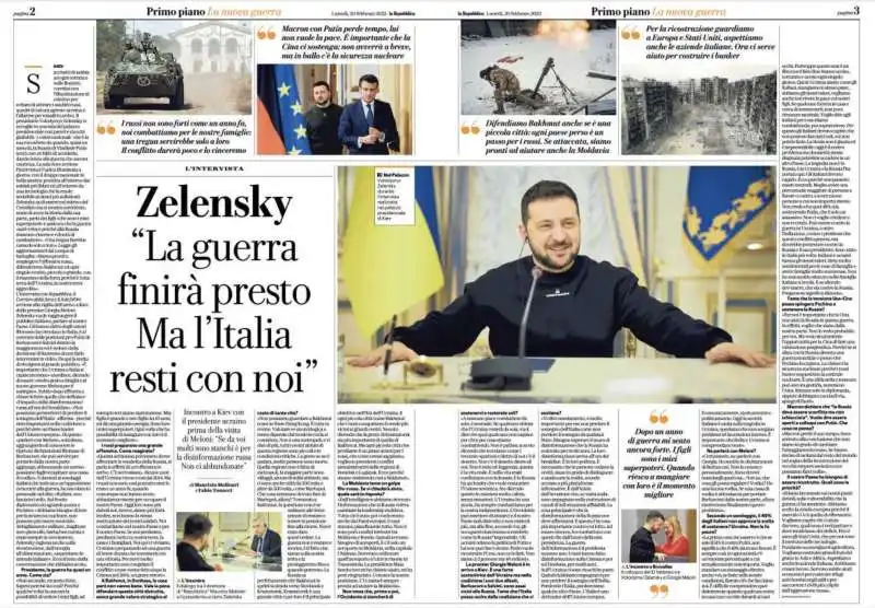 REPUBBLICA - INTERVISTA A VOLODYMYR ZELENSKY 