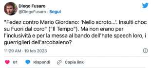 TWEET DIEGO FUSARO SUL CASO FEDEZ - GIORDANO