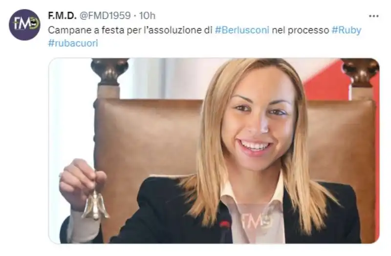 tweet sull assoluzione di berlusconi   processo ruby ter 2