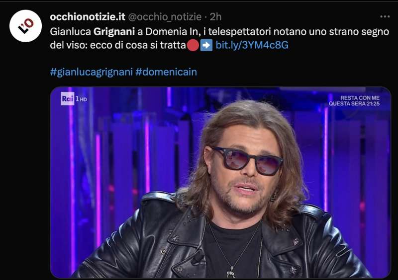 tweet sulle narici di grignani a domenica in