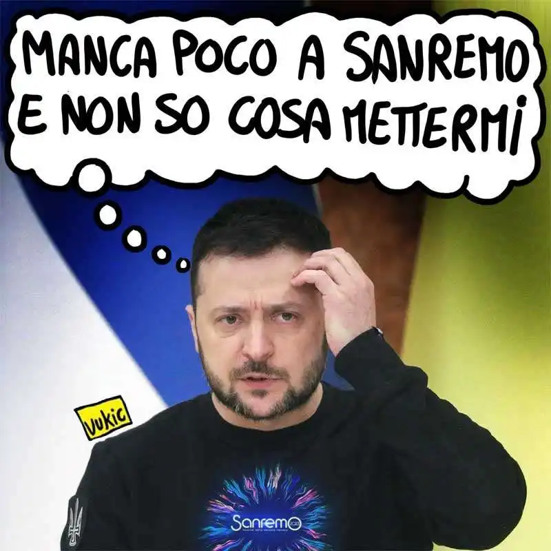 Volodymyr Zelensky Sanremo vignetta di Vukic