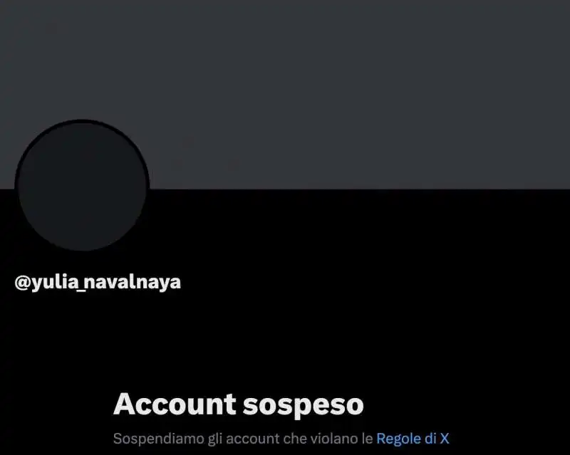 ACCOUNT X DI YULIA NAVALNAYA SOSPESO