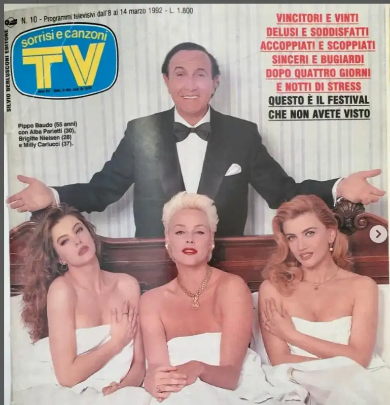 alba parietti pippo baudo brigitte nielsen milly carlucci tv sorrisi e canzoni 1992