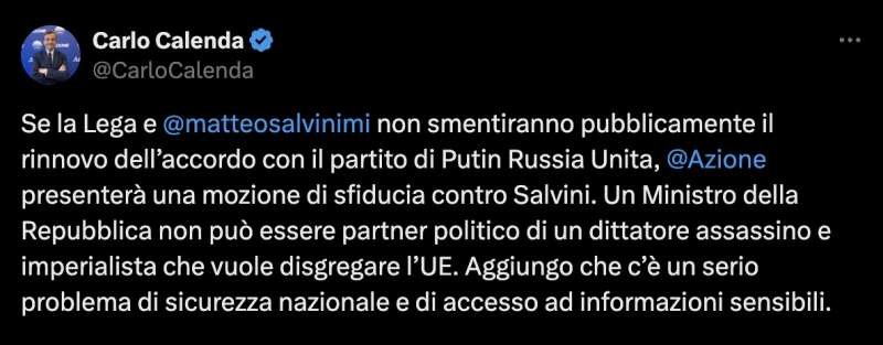 CARLO CALENDA SFANCULA MATTEO SALVINI SU TWITTER