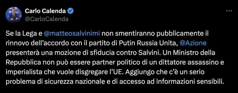 CARLO CALENDA SFANCULA MATTEO SALVINI SU TWITTER 