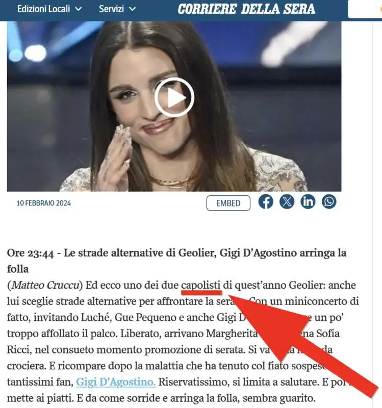 corriere della sera, capolisti 