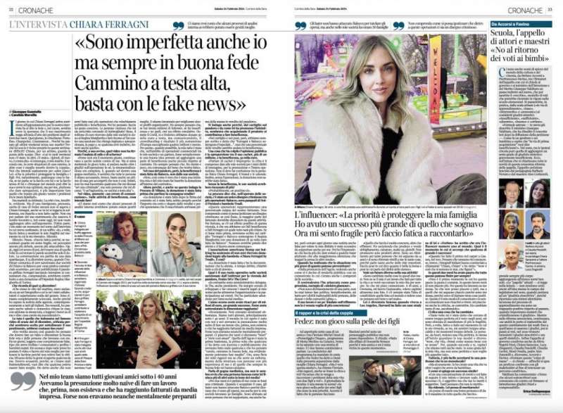 CORRIERE DELLA SERA - INTERVISTA CHIARA FERRAGNI