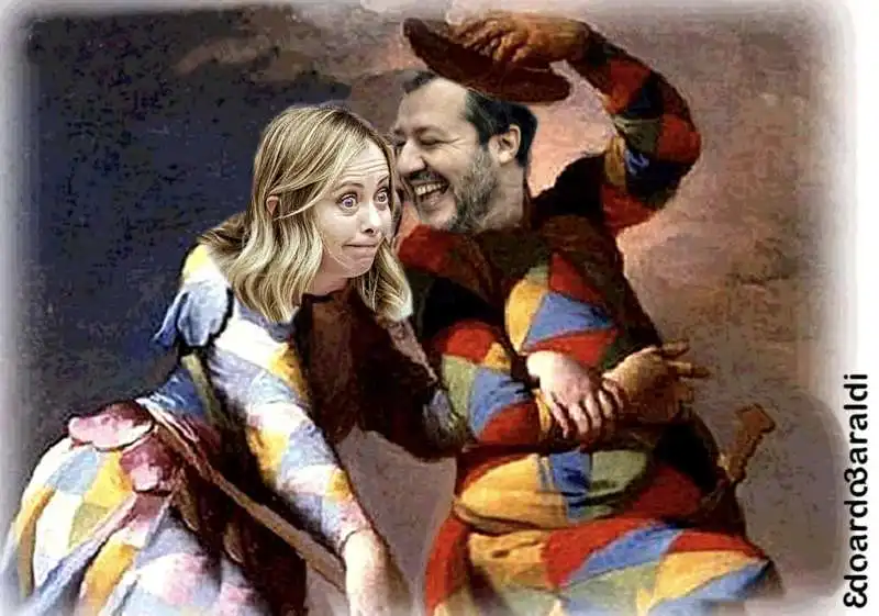 giorgia meloni   matteo salvini   meme by edoardo baraldi 