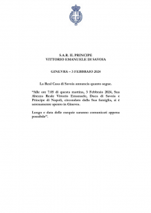 il comunicato della morte di vittorio emanuele di savoia