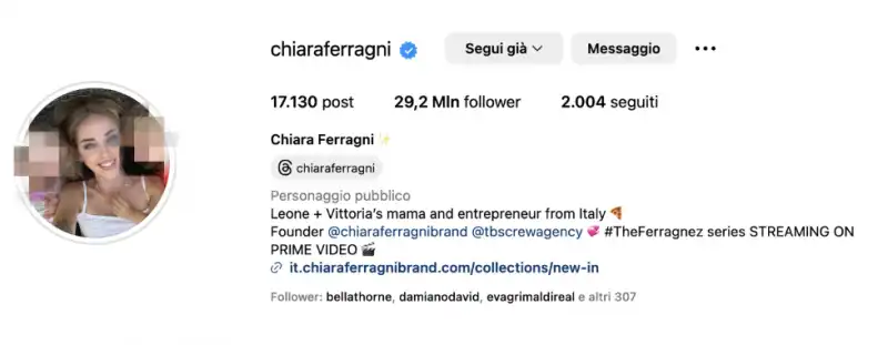 il profilo di chiara ferragni