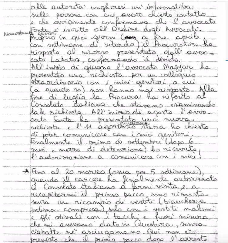 ILARIA SALIS LETTERA