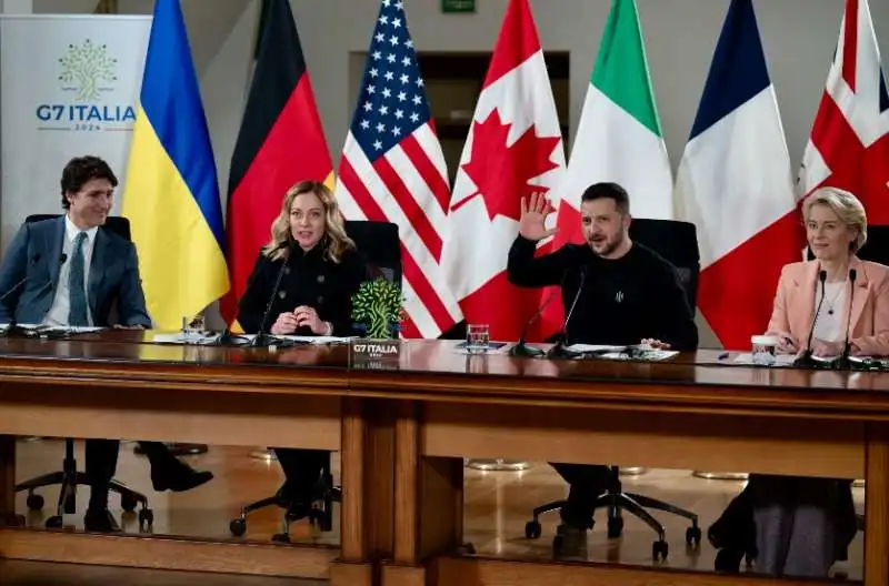 JUSTIN TRUDEAU - GIORGIA MELONI - VOLODYMYR ZELENSKY - URSULA VON DER LEYEN 