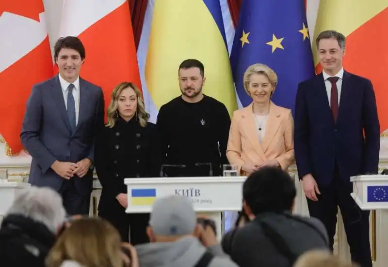 justin trudeau   giorgia meloni   volodymyr zelensky   ursula von der leyen   alexander de croo 