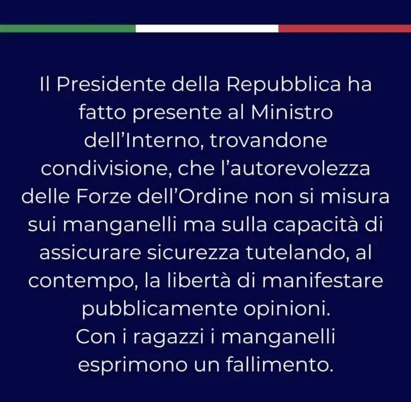 LA NOTA DI SERGIO MATTARELLA SULLE MANGANELLATE DELLA POLIZIA A PISA