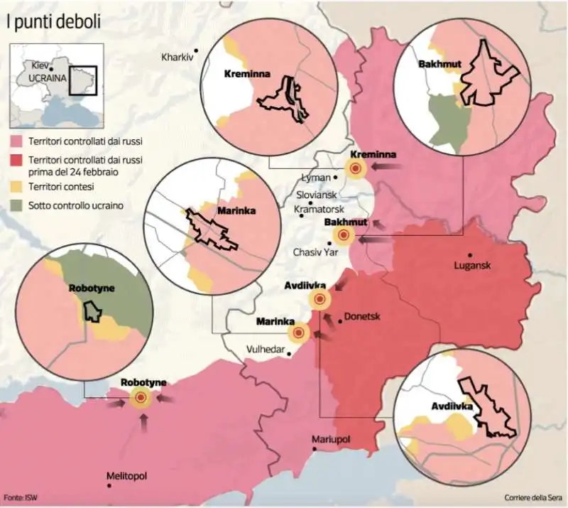 mappa della guerra in ucraina - febbraio 2024