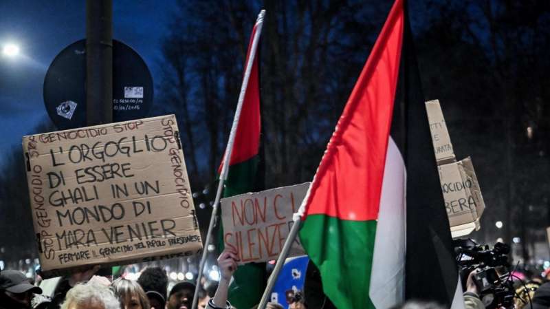 SIT-IN PRO PALESTINA ALLA SEDE RAI DI BOLOGNA