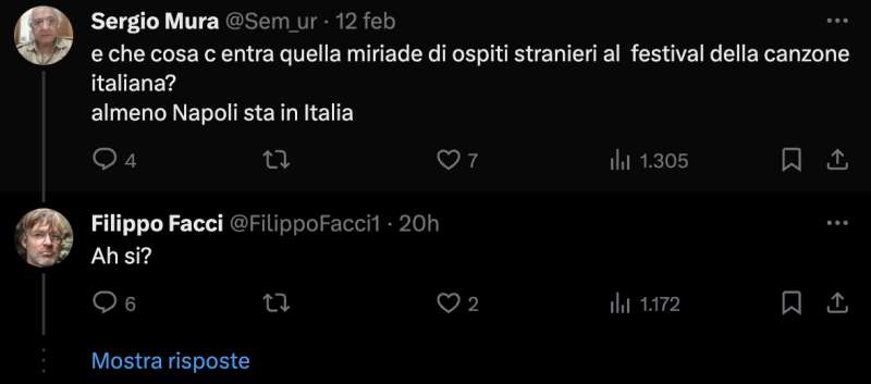 tweet di filippo facci contro napoli 2