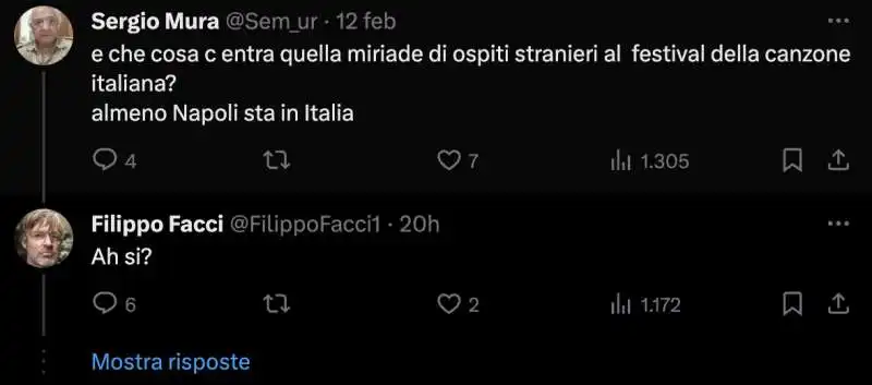 tweet di filippo facci contro napoli   2