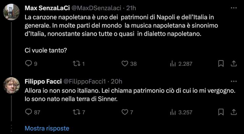 tweet di filippo facci contro napoli 4