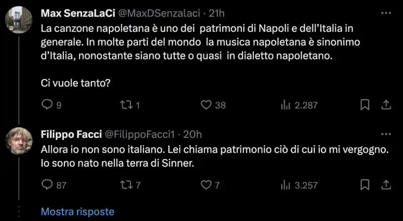 tweet di filippo facci contro napoli   4