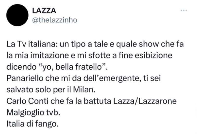 TWEET DI LAZZA CONTRO PIERPAOLO PRETELLI A TALE E QUALE