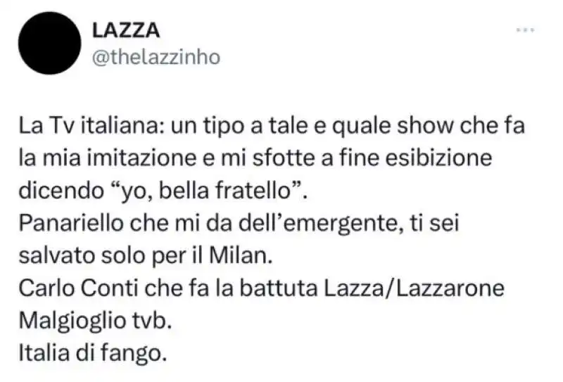 TWEET DI LAZZA CONTRO PIERPAOLO PRETELLI A TALE E QUALE 