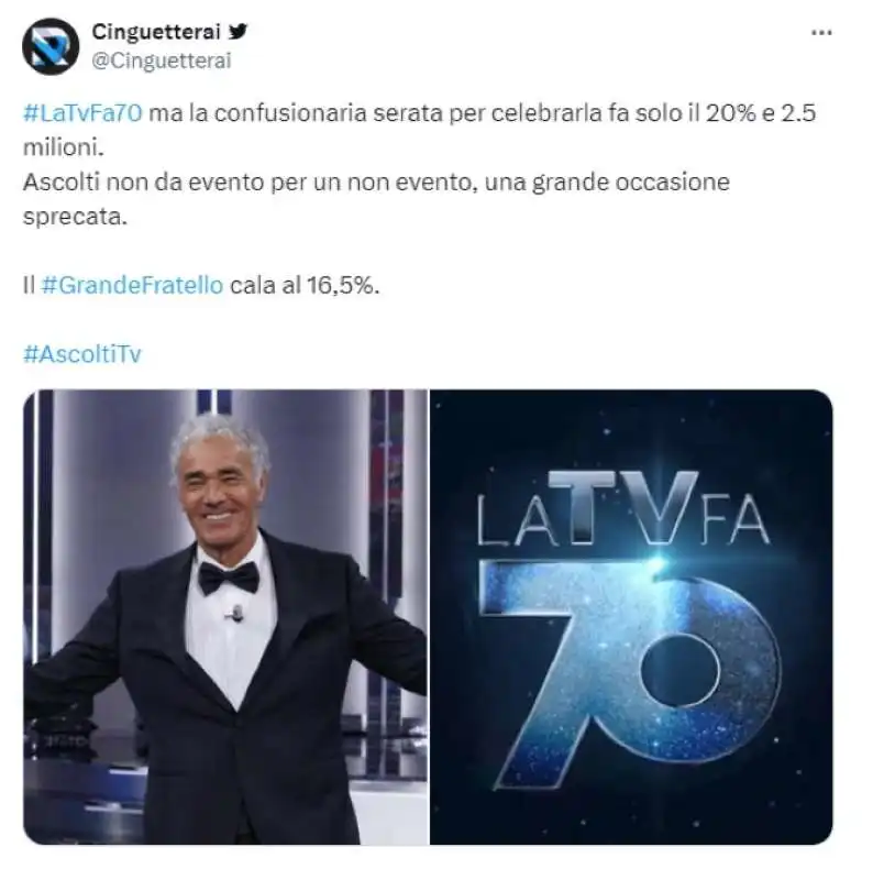 tweet su la tv fa 70 con massimo giletti 2