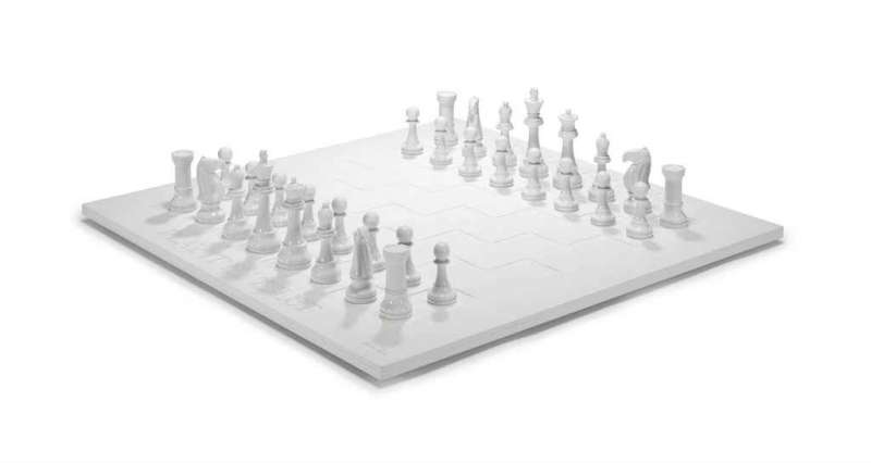 white chess set by yoko ono