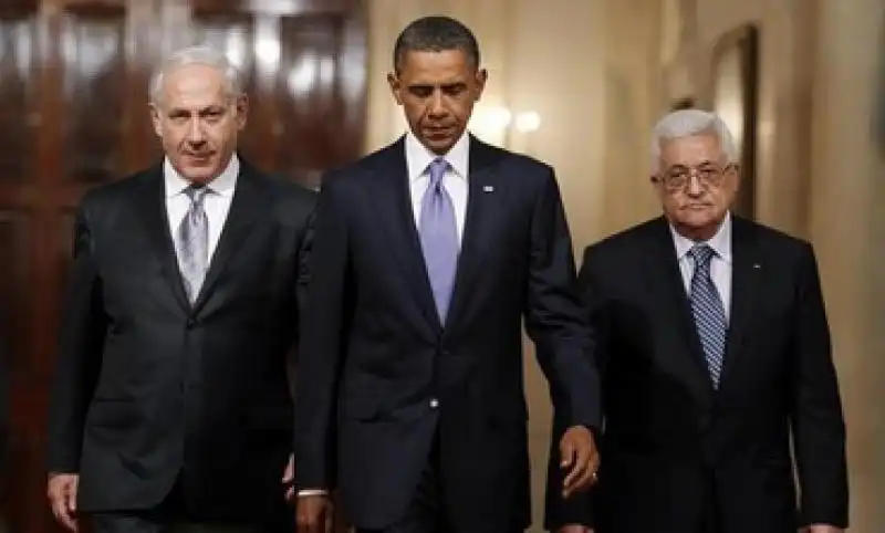 obama con netanyahu e abbas jpeg