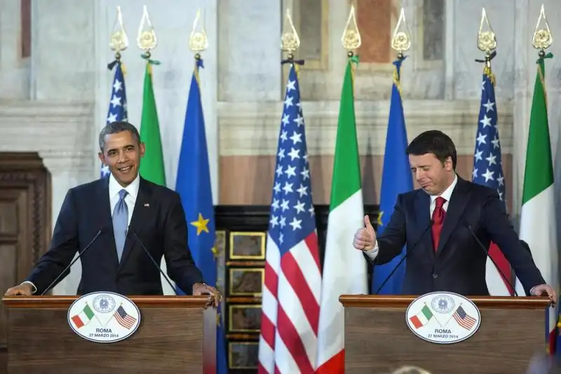 MATTEO RENZI E BARACK OBAMA FOTO LAPRESSE 