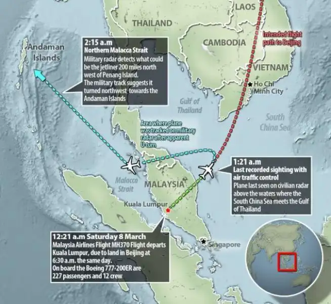 AEREO DELLA MALAYSIAN AIRLINES SCOMPARSO 