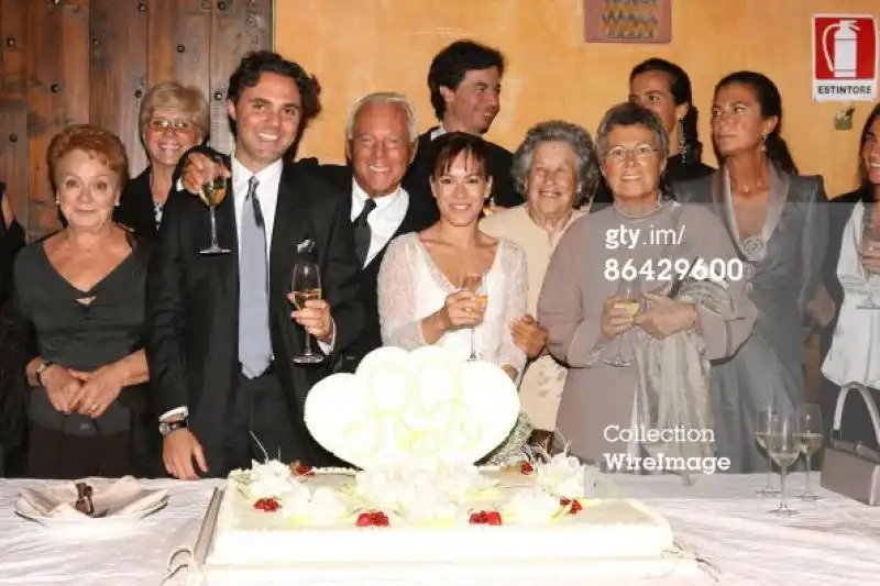 giorgio armani al matrimonio del nipote andrea camerana con la cantante alexia 