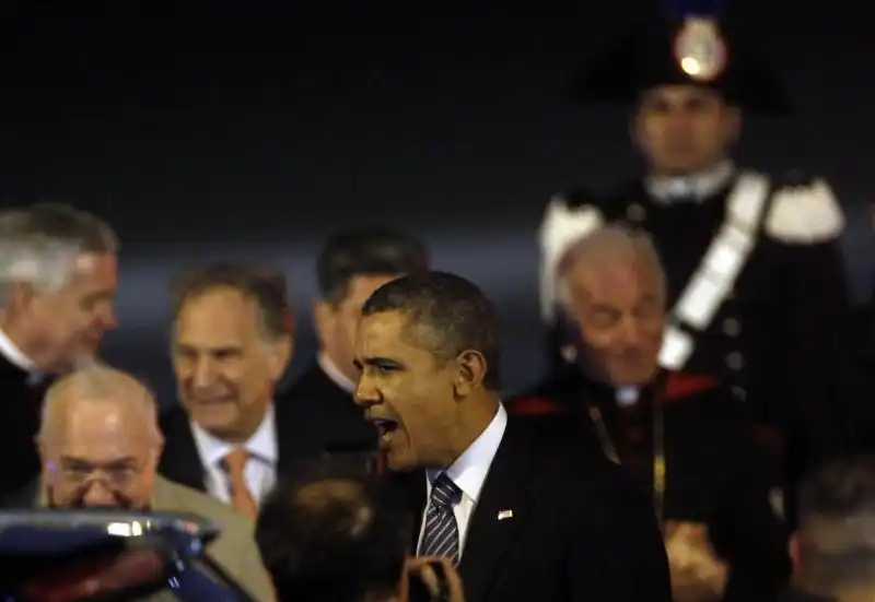 OBAMA ARRIVA A FIUMICINO FOTO LAPRESSE 