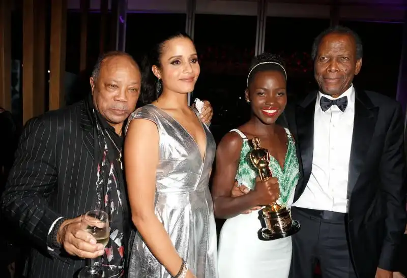 Quancy Jones con Lupita e Sidney Poitier 