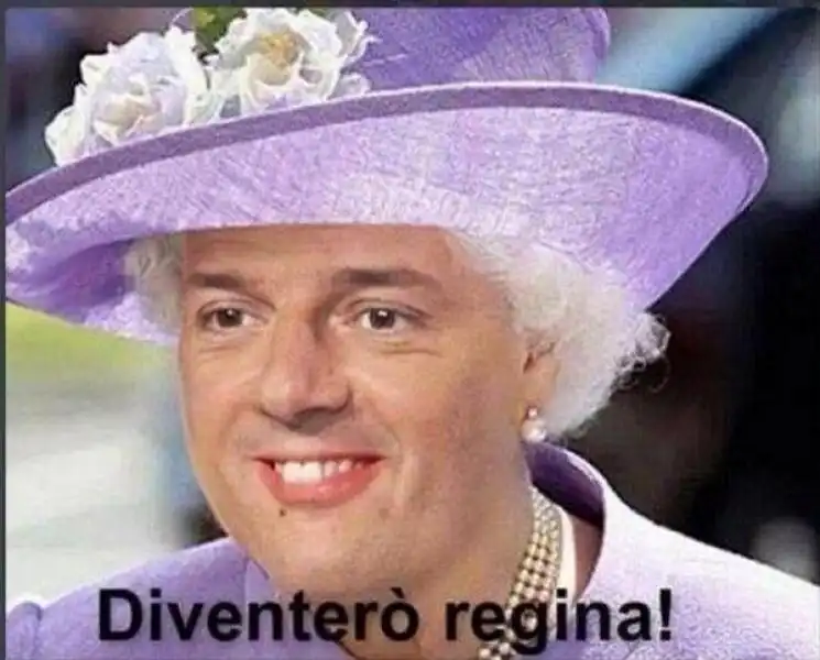 renzi in versione regina elisabetta ritwittato da grillo 